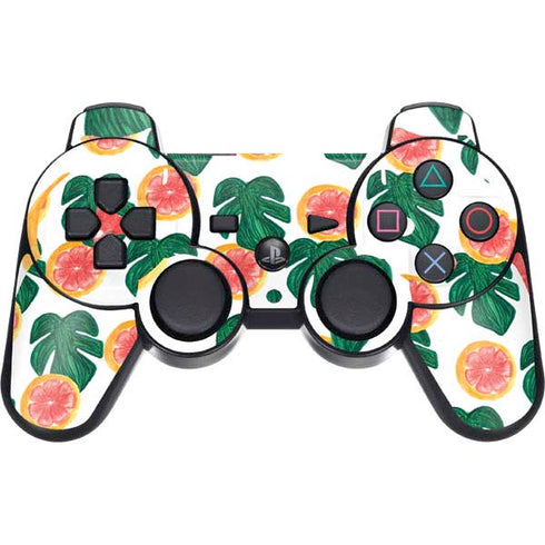 Bouffants and Broken Hearts Tropical Leaves and Citrus PS3 Dual Shock wireless controller Skin