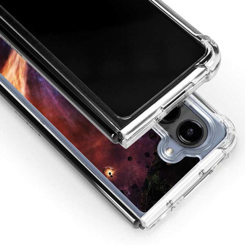 StockTrek Binary System Orbiting near a Black Hole Galaxy Z Fold5 5G Clear Case