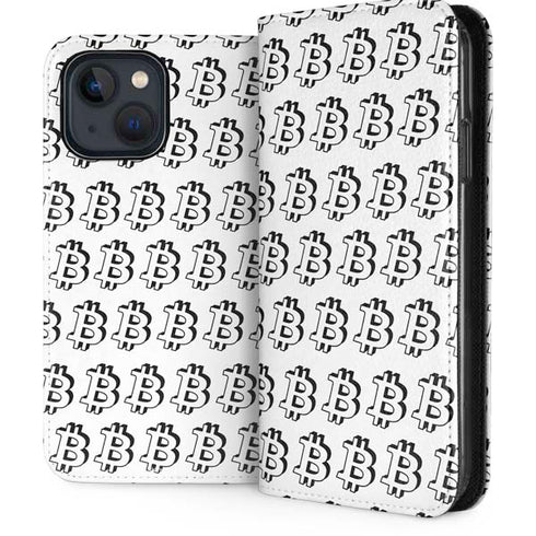 Bitcoin Pattern iPhone 15 Plus Folio Case