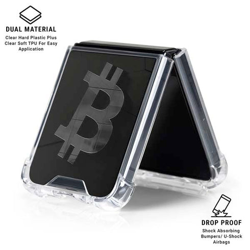 Bitcoin Textured Logo Galaxy Z Flip6 Clear Case