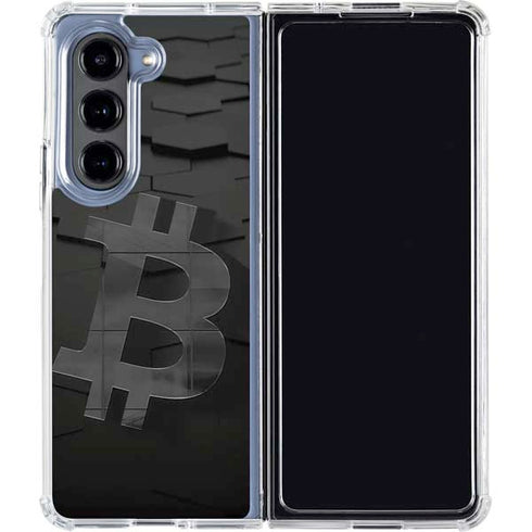 Bitcoin Textured Logo Galaxy Z Fold5 5G Clear Case
