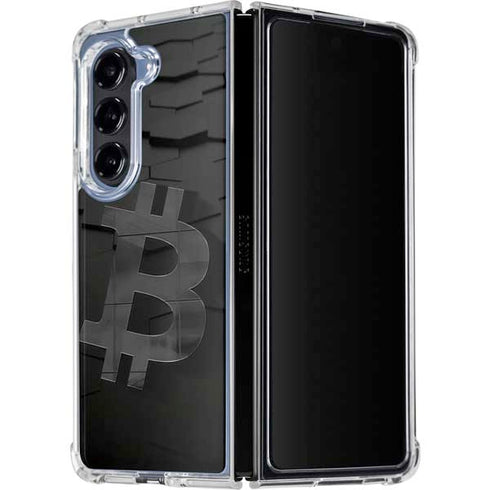 Bitcoin Textured Logo Galaxy Z Fold5 5G Clear Case