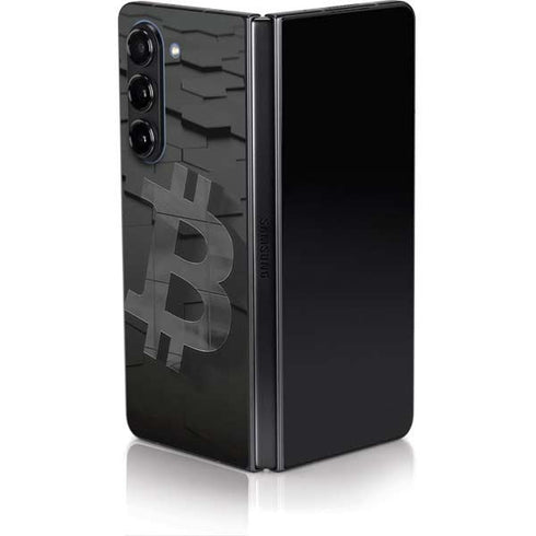 Bitcoin Textured Logo Galaxy Z Fold5 5G Skin