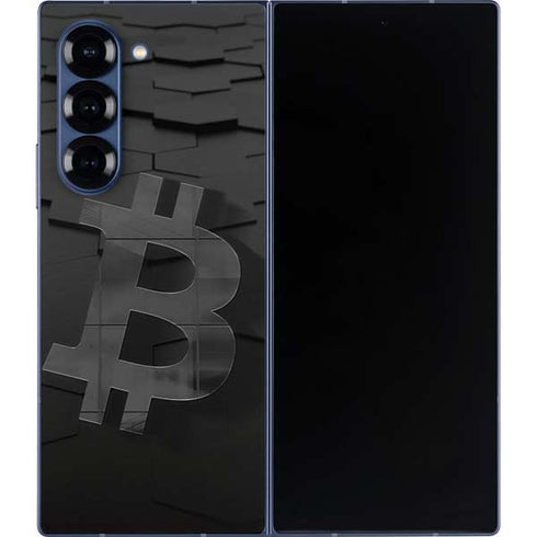 Bitcoin Textured Logo Galaxy Z Fold6 Skin