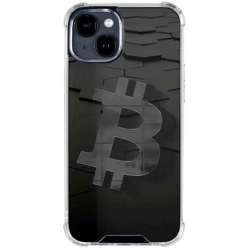 Bitcoin Textured Logo iPhone 15 Clear Case