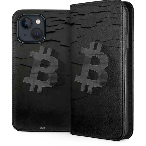 Bitcoin Textured Logo iPhone 15 Plus Folio Case