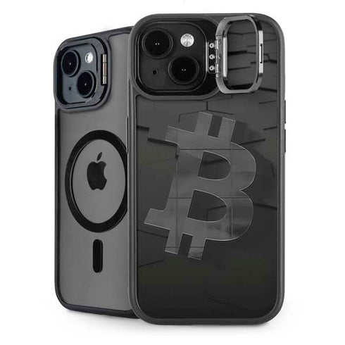 Bitcoin Textured Logo iPhone 15 Plus Kickstand Case