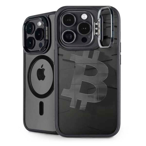 Bitcoin Textured Logo iPhone 15 Pro Kickstand Case