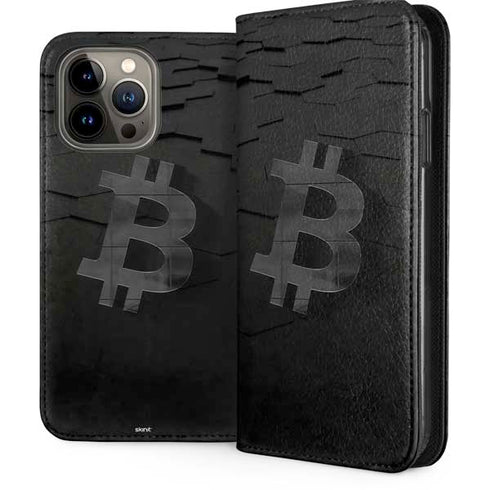 Bitcoin Textured Logo iPhone 15 Pro Max Folio Case