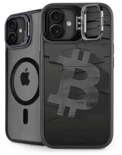 Bitcoin Textured Logo iPhone 16 Kickstand Case