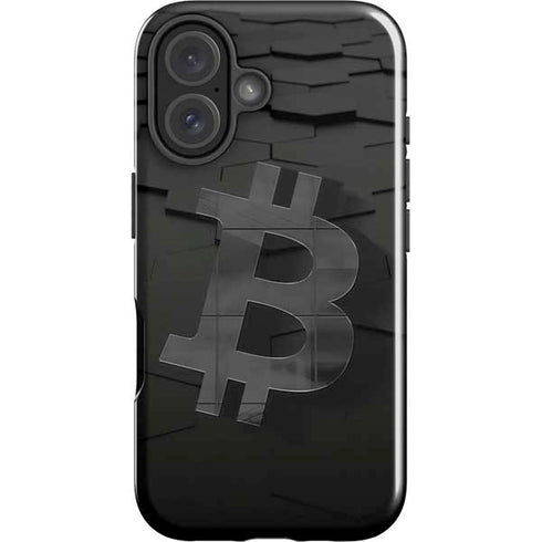 Bitcoin Textured Logo iPhone 16 Plus Impact Case