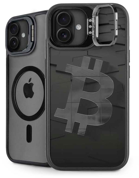 Bitcoin Textured Logo iPhone 16 Plus Kickstand Case