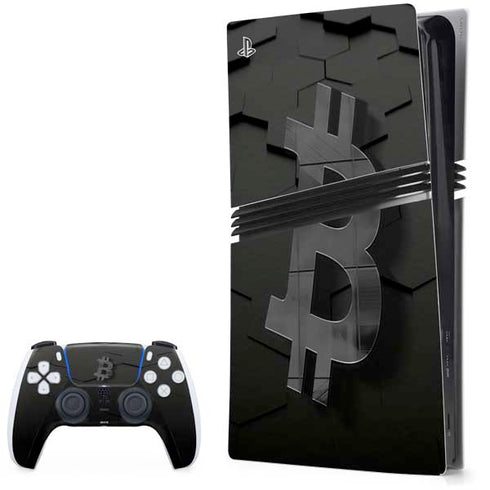 Bitcoin Textured Logo PS5 Pro Bundle Skin