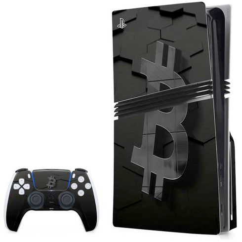 Bitcoin Textured Logo PS5 Pro Disk Bundle Skin