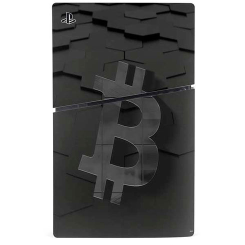 Bitcoin Textured Logo PS5 Slim Digital Edition Console Skin