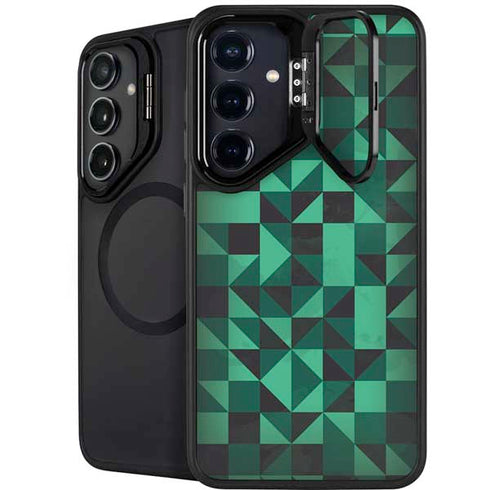 Black & Green Galaxy S25 Kickstand Case