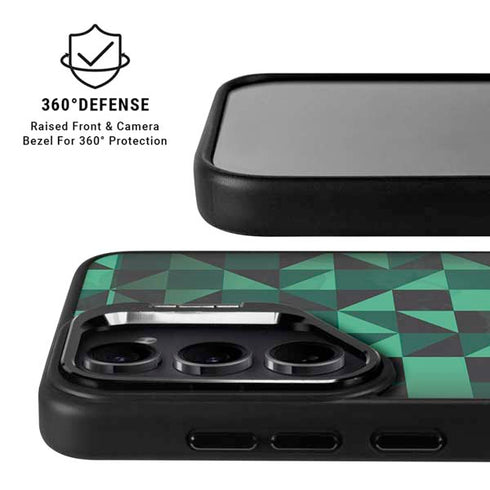 Black & Green Galaxy S25 Kickstand Case