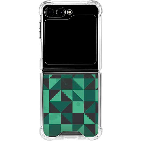 Black & Green Galaxy Z Flip5 5G Clear Case