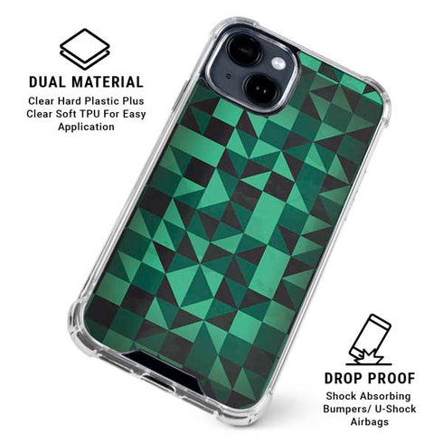 Black & Green iPhone 15 Clear Case