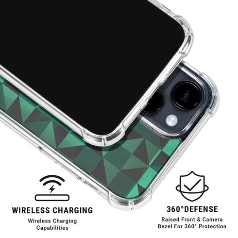 Black & Green iPhone 15 Clear Case