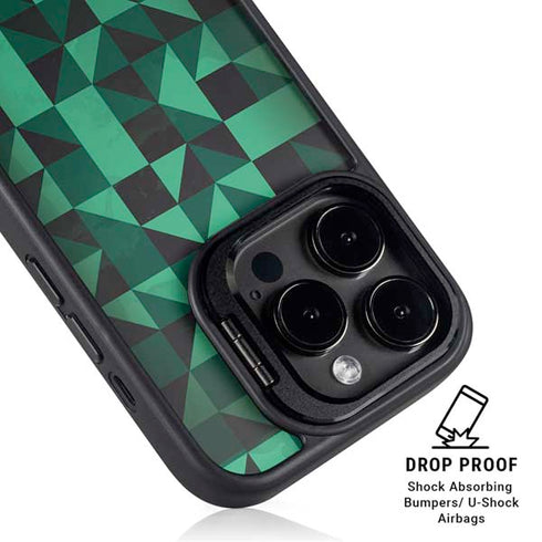 Black & Green iPhone 15 Pro Kickstand Case