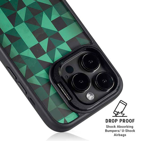 Black & Green iPhone 16 Pro Kickstand Case