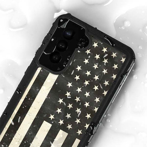 Black & White USA Flag Galaxy S24 Plus Waterproof Case