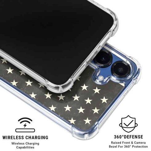 Black & White USA Flag Galaxy S25 Plus Clear Case