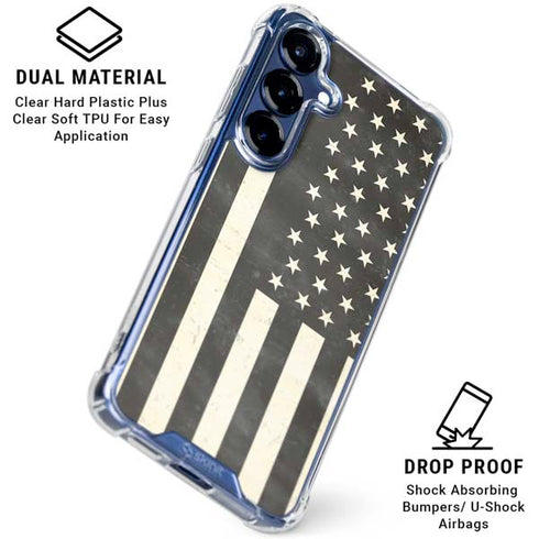 Black & White USA Flag Galaxy S25 Plus Clear Case