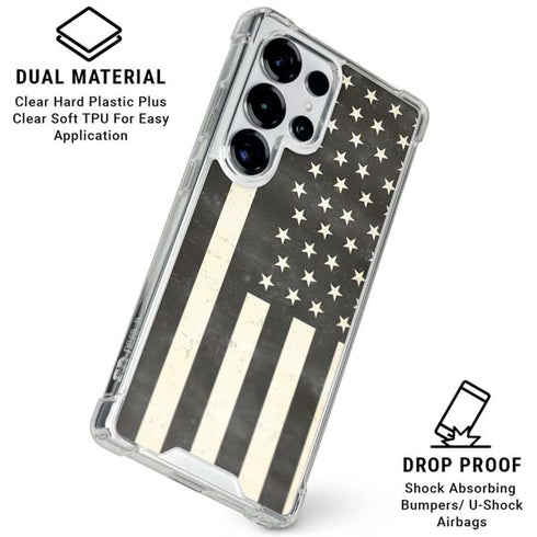 Black & White USA Flag Galaxy S25 Ultra Clear Case