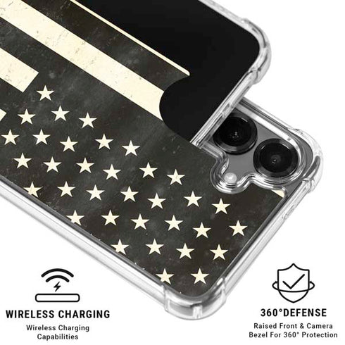 Black & White USA Flag Galaxy S26 Clear Case