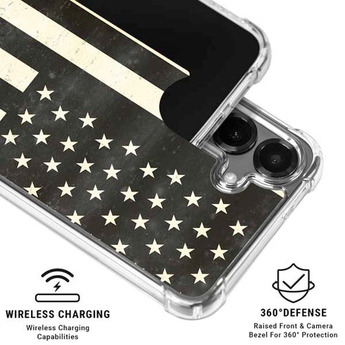 Black & White USA Flag Galaxy S26 Plus Clear Case