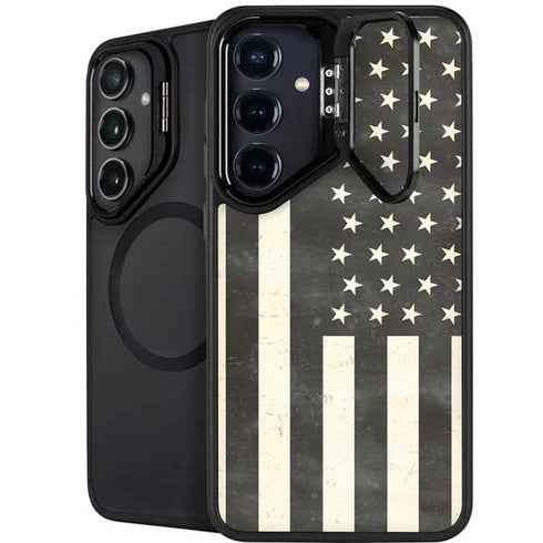 Black & White USA Flag Galaxy S26 Plus Kickstand Case
