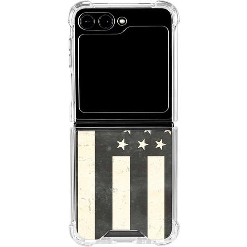 Black & White USA Flag Galaxy Z Flip6 Clear Case