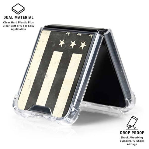 Black & White USA Flag Galaxy Z Flip6 Clear Case