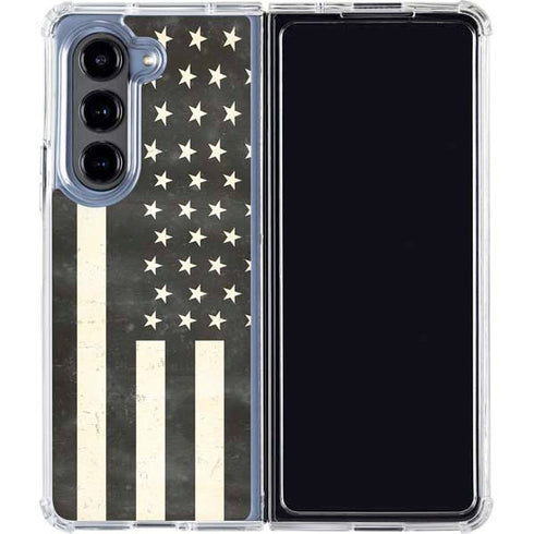 Black & White USA Flag Galaxy Z Fold5 5G Clear Case
