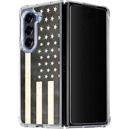 Black & White USA Flag Galaxy Z Fold5 5G Clear Case