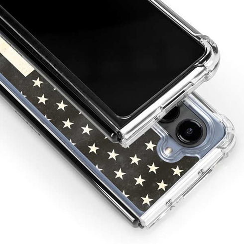 Black & White USA Flag Galaxy Z Fold5 5G Clear Case