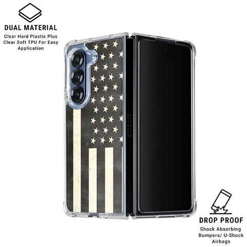 Black & White USA Flag Galaxy Z Fold6 Clear Case