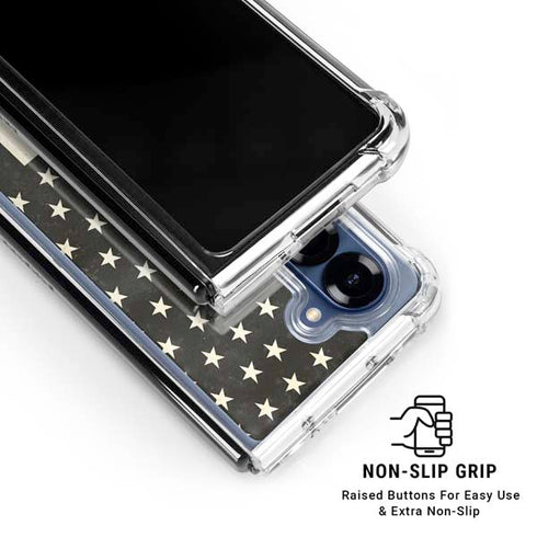 Black & White USA Flag Galaxy Z Fold6 Clear Case
