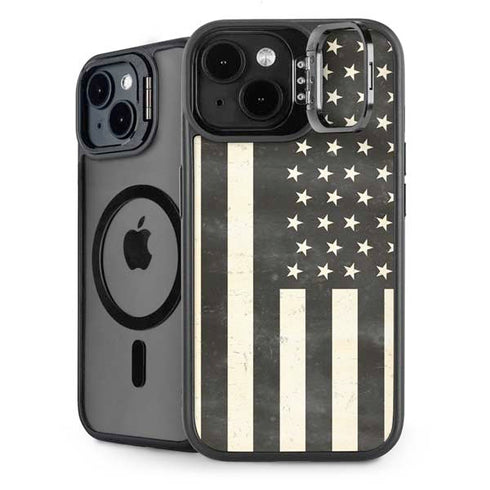 Black & White USA Flag iPhone 13 Kickstand Case