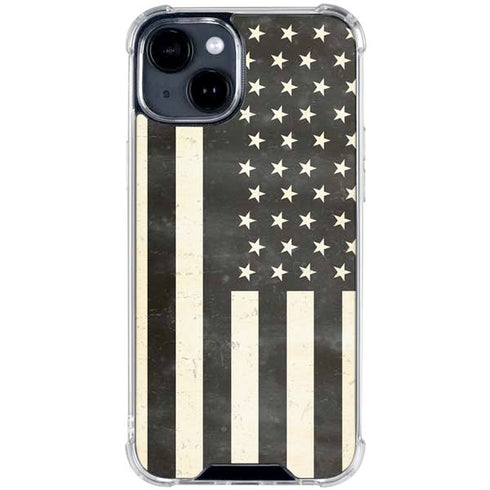 Black & White USA Flag iPhone 15 Clear Case
