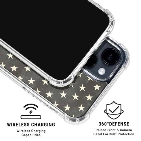 Black & White USA Flag iPhone 15 Clear Case