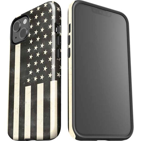 Black & White USA Flag iPhone 15 Impact Case