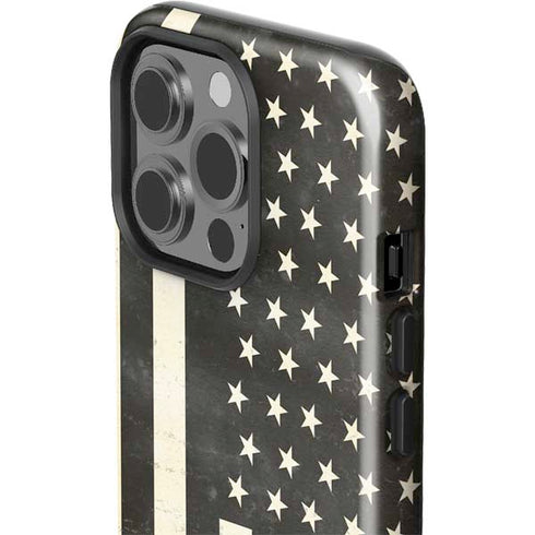 Black & White USA Flag iPhone 15 Pro Impact Case