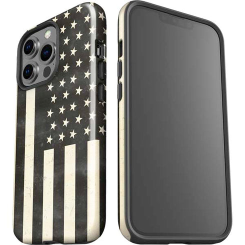 Black & White USA Flag iPhone 15 Pro Impact Case