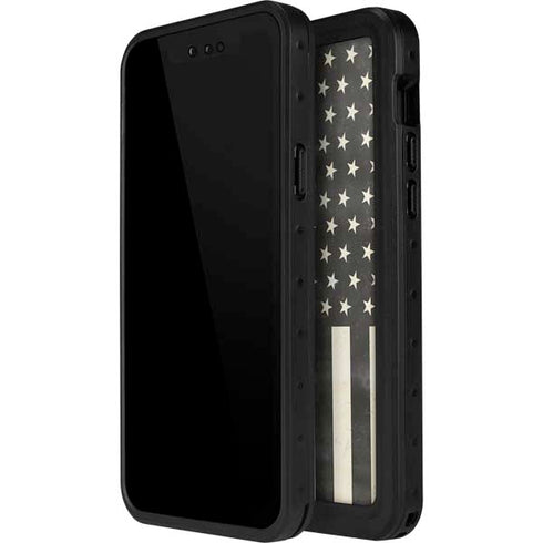Black & White USA Flag iPhone 15 Pro Waterproof Case