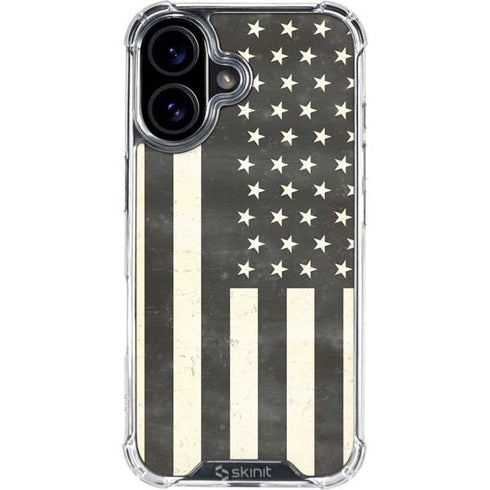 Black & White USA Flag iPhone 16 Clear Case