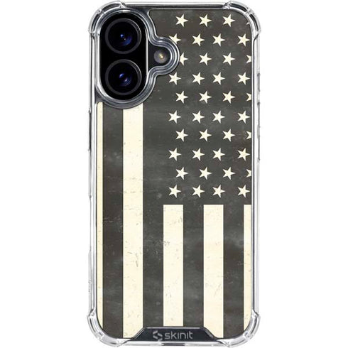 Black & White USA Flag iPhone 16 Plus Clear Case