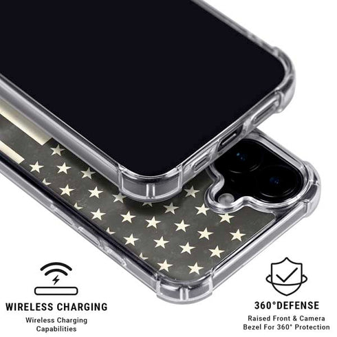 Black & White USA Flag iPhone 16 Plus Clear Case